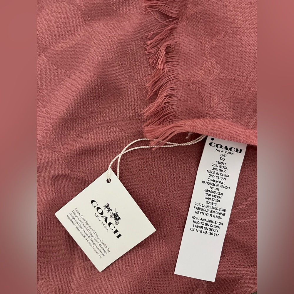 New Coach Rose Pink Scarf - Picture 2 of 5